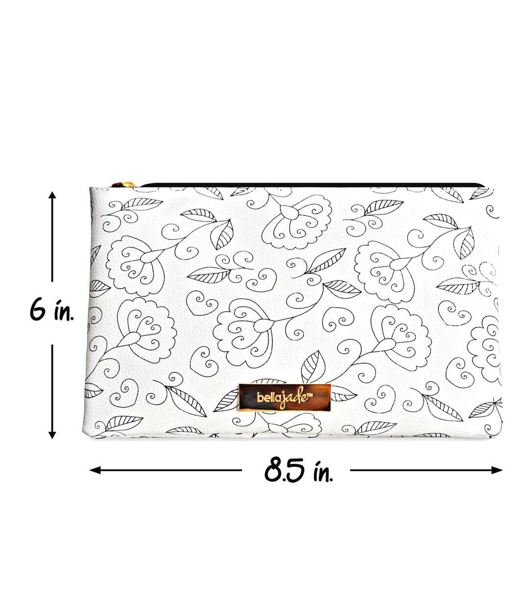 Makeup Pouch - Black and White Floral Design