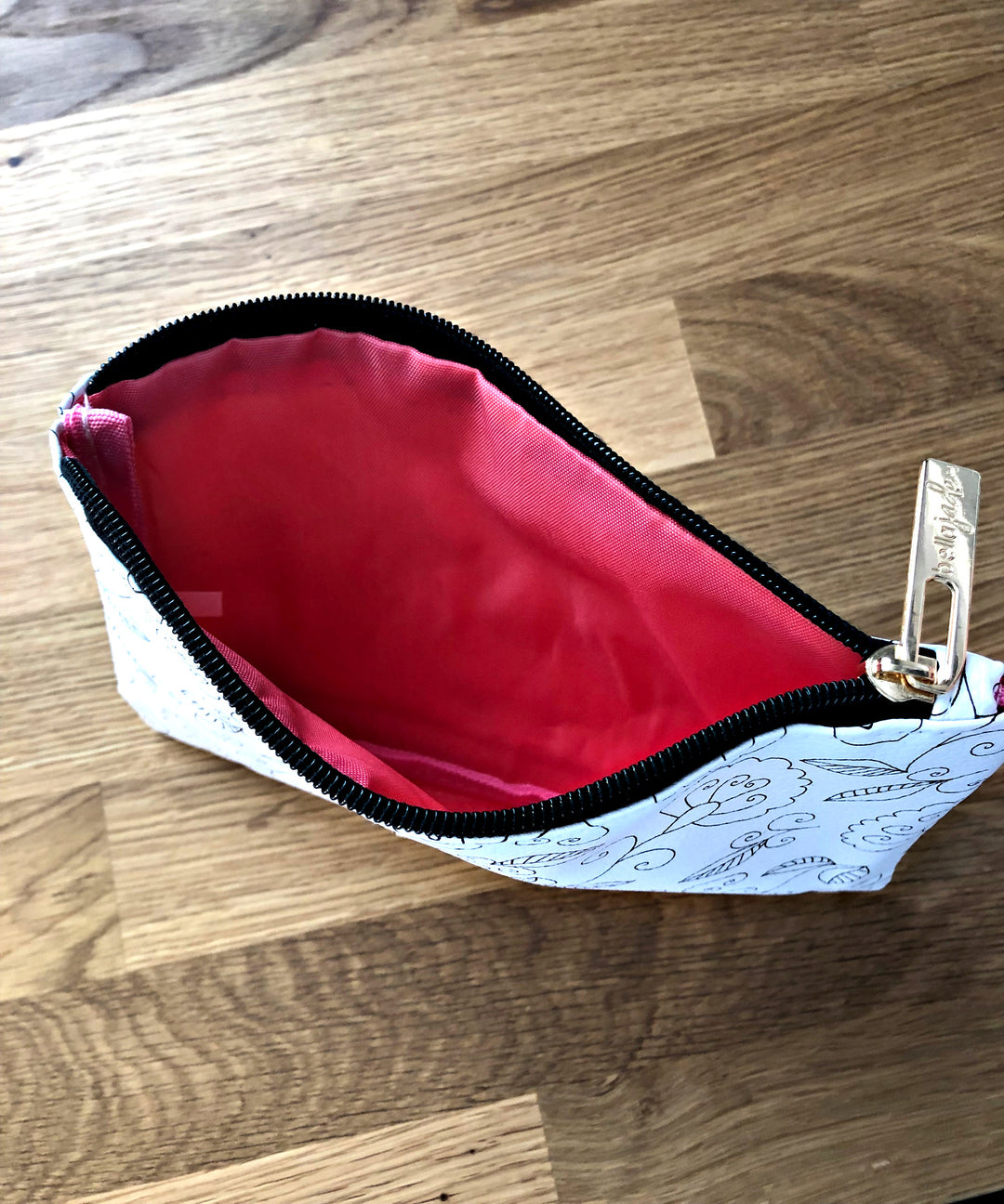 Makeup Pouch - Black and White Floral Design